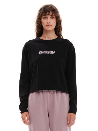 Emerson - WOMEN'S LOGO L/S CROP T-SHIRT - BLACK