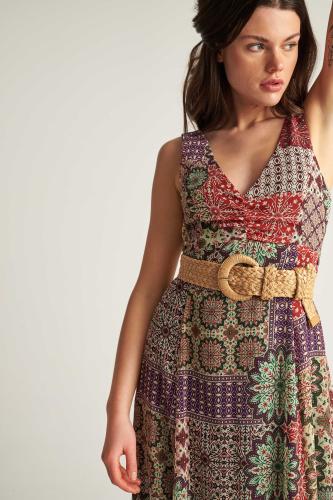 Φόρεμα εξώπλατο με patterns Multicolor