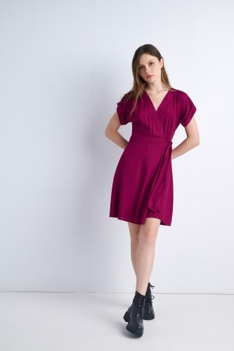 Φόρεμα κρουαζέ μονόχρωμο Purple
