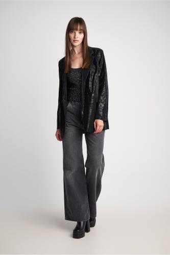 Σακάκι ριχτό leather-look Black