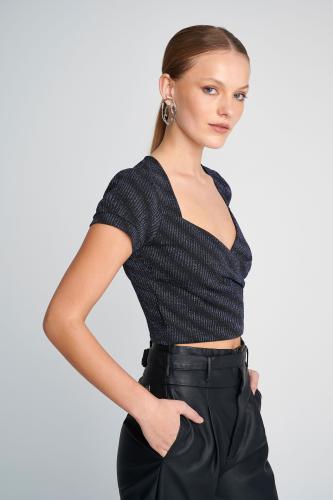 Μπλούζα cropped lurex Blue