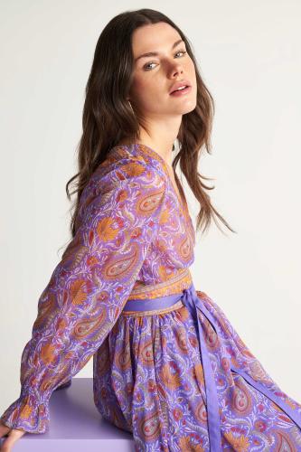 Φόρεμα μακρύ με boho prints Mauve