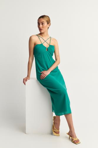 Φόρεμα μακρύ με λεπτές τιράντες Green