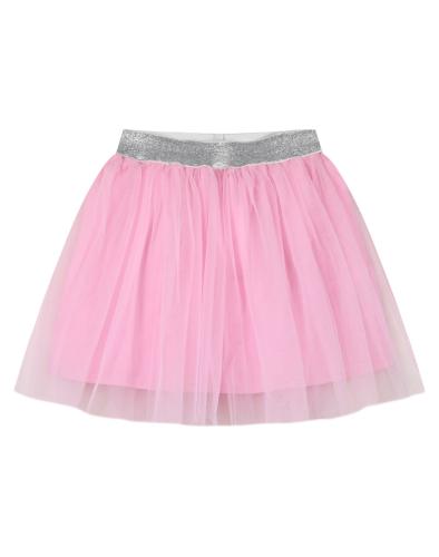 Μονόχρωμη φούστα με τούλι και ασημί λάστιχο για κορίτσι - Ροζ 16-101200-3