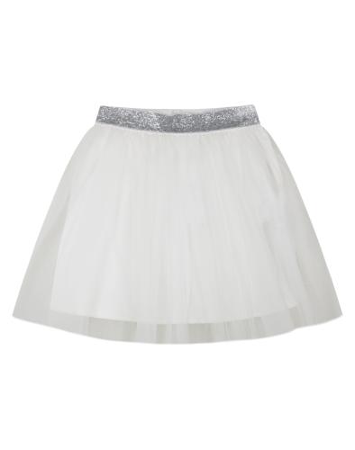 Μονόχρωμη φούστα με τούλι και ασημί λάστιχο για κορίτσι - Εκρού 16-101200-3