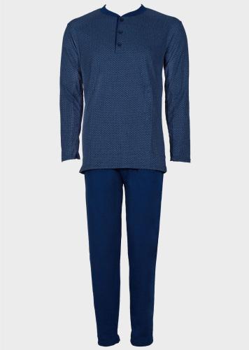 Ανδρική χειμερινή πιτζάμα all print μπλούζα μονόχρωμο παντελόνι.Homewear Collection ΡΑΦ