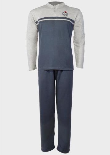 Ανδρική πιτζάμα μπλούζα διχρωμία παντελόνι μονόχρωμο λάστιχο πίσω τσέπη. Homewear Collection ΓΚΡΙ