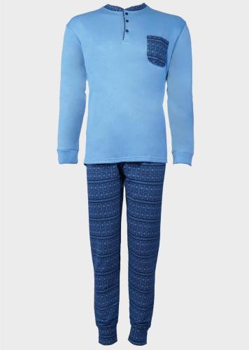 Ανδρική πιτζάμα σέτ μπλούζα τσεπάκι παντελόνι all print. Homewear Collection ΣΙΕΛ