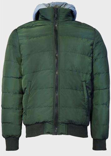 Ανδρικό μπουφάν-jacket αποσπώμενη φούτερ κουκούλα ΠΡΑΣΙΝΟ