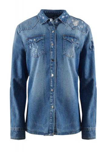 Ανδρικό πουκάμισο - jacket jean με σκισίματα. Denim Collection. JEAN