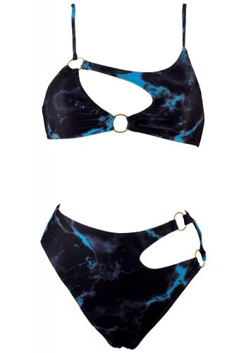 Γυναικείο set bikini τρίγωνο με κρίκους αποσπώμενη ενίσχυση. Καλύπτει Β Cup ΜΠΛΕ