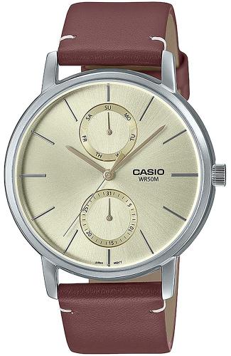 CASIO Collection - MTP-B310L-9AVEF, Silver case with Brown Leather Strap