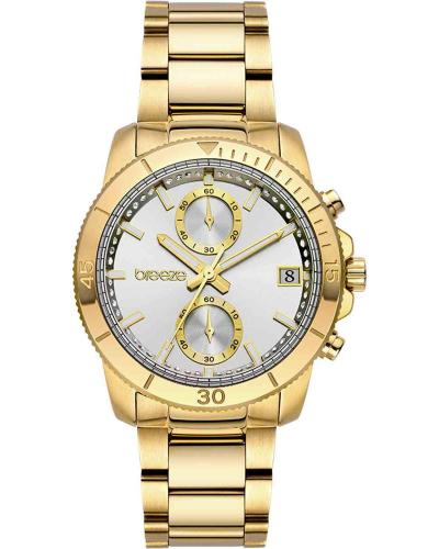 BREEZE Sparkly Crystals Chronograph - 212391.2, Gold case with Stainless Steel Bracelet