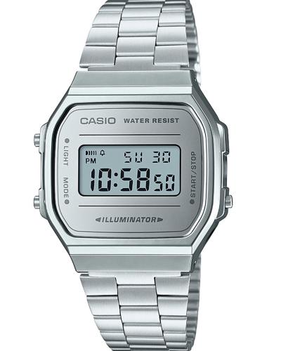 CASIO Collection - A-168WEM-7EF, Silver case with Stainless Steel Bracelet