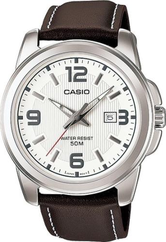 CASIO Collection - MTP-1314PL-7AVEF Silver case with Brown Leather Strap