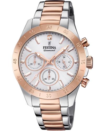 FESTINA Diamond Chronograph - F20398/1 , Silver case with Stainless Steel Bracelet