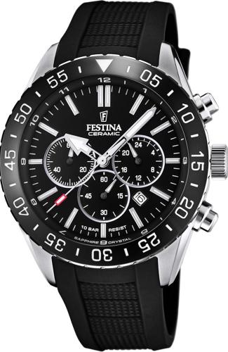 FESTINA Mens Chronograph - F20515/2 Silver case, with Black Rubber Strap