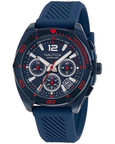 NAUTICA Tin Can Bay Chronograph - NAPTCS303, Blue case with Blue Rubber Strap