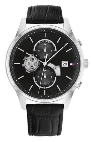 TOMMY HILFIGER Weston - 1710502, Silver case with Black Leather Strap