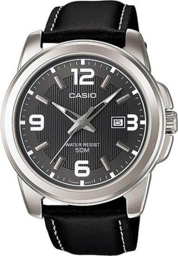 CASIO Collection - MTP-1314PL-8AVEF Silver case with Black Leather Strap