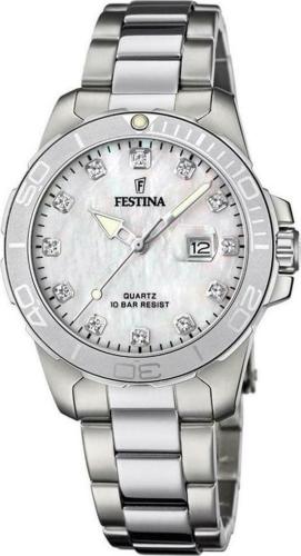 FESTINA Boyfriend Crystals - F20503/1 , Silver case with Stainless Steel Bracelet