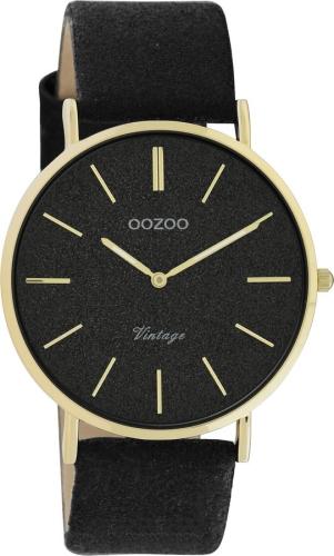 OOZOO Vintage - C20164, Gold case with Black Leather Strap