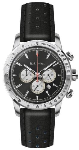 PAUL SMITH Chronograph - PS0110001, Silver case with Black Leather Strap