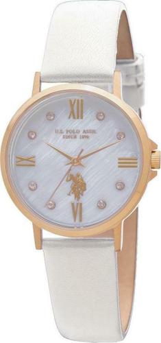 U.S. POLO Paxton - USP5993WH Gold case with White Leather Strap