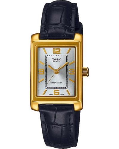 CASIO Collection - LTP-1234PGL-7A2EF, Gold case with Black Leather Strap