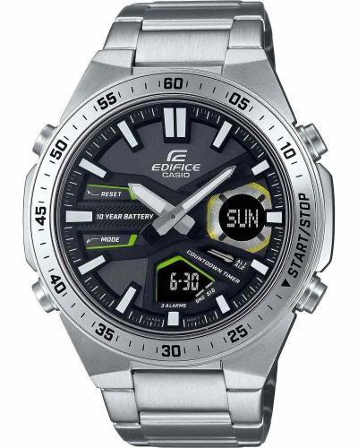 CASIO Edifice Dual Time Chronograph - EFV-C110D-1A3VEF, Silver case with Stainless Steel Bracelet