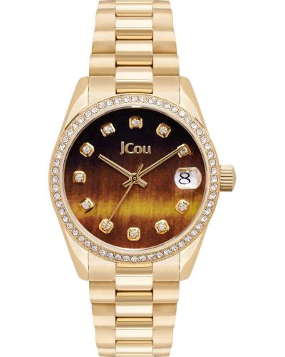 JCOU Gliss Crystals - JU19060-6, Gold case with Stainless Steel Bracelet