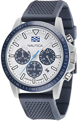 NAUTICA One Eco Chronograph - NAPNOF3S1, Silver case with Blue Rubber Strap