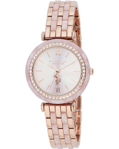 U.S. POLO Eloise Crystals - USP8208PK, Rose Gold case with Stainless Steel Bracelet