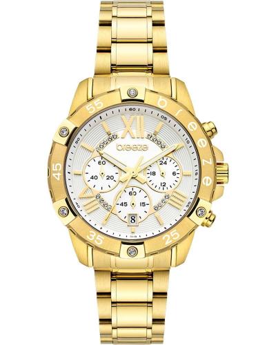 BREEZE Spectacolo Crystals Chronograph - 212441.1, Gold case with Stainless Steel Bracelet