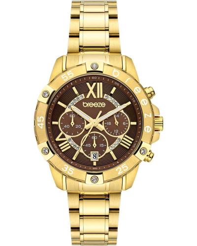BREEZE Spectacolo Crystals Chronograph - 212441.8, Gold case with Stainless Steel Bracelet