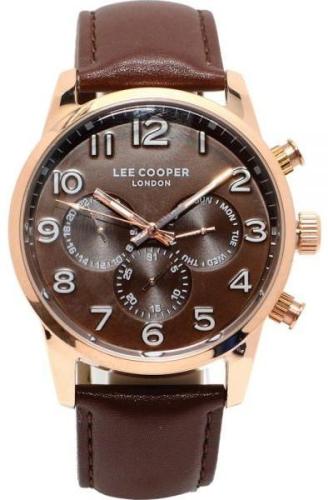 LEE COOPER Chronograph Men's - LC07404.472, Rose Gold case with Brown Leather Strap