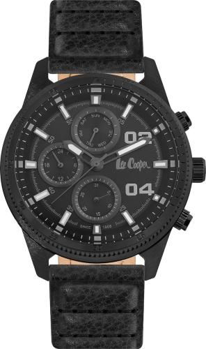 LEE COOPER Multifunction Men's - LC06592.651, Black case with Black Leather Strap