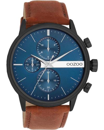 OOZOO Timepieces - C11222, Black case with Brown Leather Strap