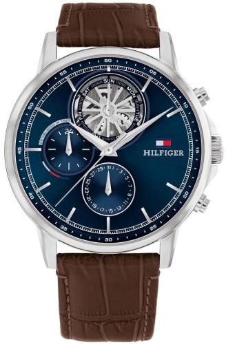 TOMMY HILFIGER Stewart - 1710629, Silver case with Brown Leather Strap