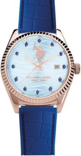 U.S. POLO Jacob - USP8244BL, Rose Gold case with Blue Leather Strap
