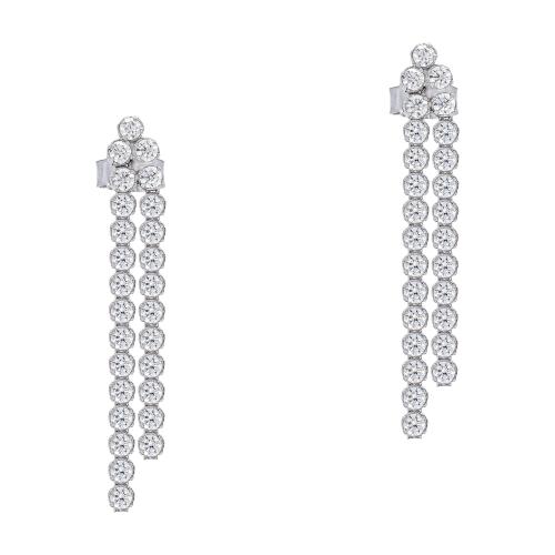 Σκουλαρίκια με Λευκές Πέτρες από Λευκό Χρυσό 14 Καρατίων SK2620