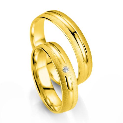 Κίτρινη Χρυσή Βέρα Γάμου Breuning με ή χωρίς Πέτρες WR334 diamonds k18