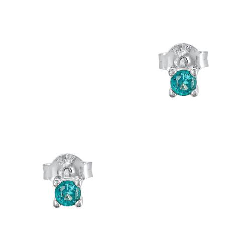 Σκουλαρίκια Μονόπετρα με Μπλε Πέτρες από Λευκό Χρυσό 9 Καρατίων SK2441