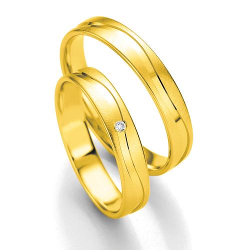 Κίτρινη Χρυσή Βέρα Γάμου Breuning με ή χωρίς Πέτρες WR305 diamonds k14