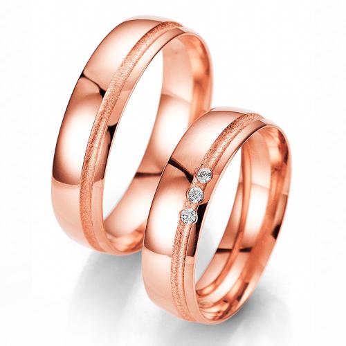 Ροζ Χρυσή Βέρα Γάμου Breuning με ή χωρίς Πέτρες WR325R diamonds k14