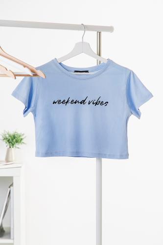 OLYMPIC STORES Crop Top Μπλούζα 018876 ΣΙΕΛ