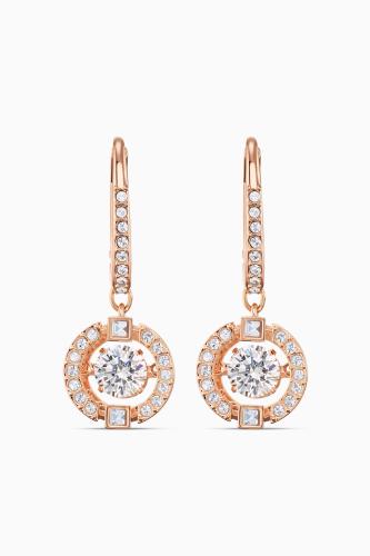 Swarovski Sparkling Dance Pierced Earrings, White, Rose-gold tone plated - 5504753