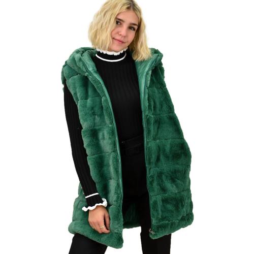 Γυναικεία αμάνικη γούνα ντουμπλφας Πράσινο 18124