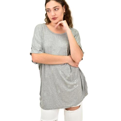 Γυναικεία μπλούζα για μεγάλα μεγέθη Γκρι 15194