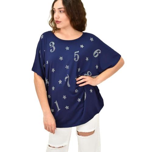 Γυναικεία μπλούζα για μεγάλα μεγέθη Μπλε Σκούρο 15192